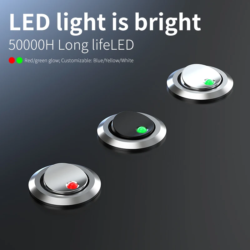 LANBOO 16MM Rocker switch 2NO/2NO2NC chrome-plated button or oxidized black button 7A current with led 5-24V/220V