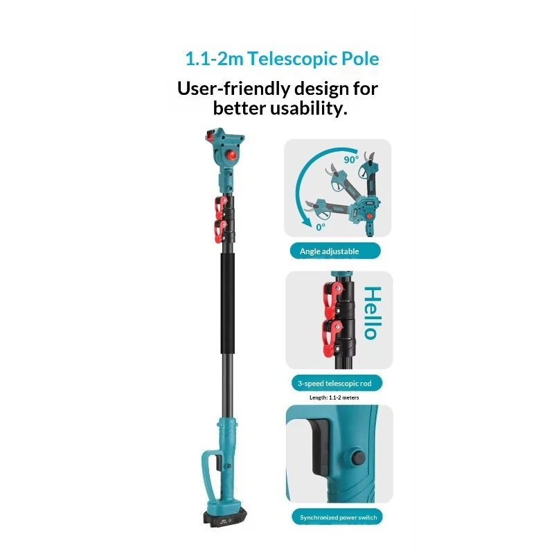 Industrial Electric Brushless Telescopic High-Altitude Pruning Shears with 3-Year Warranty for Thick Branches and Plant Care