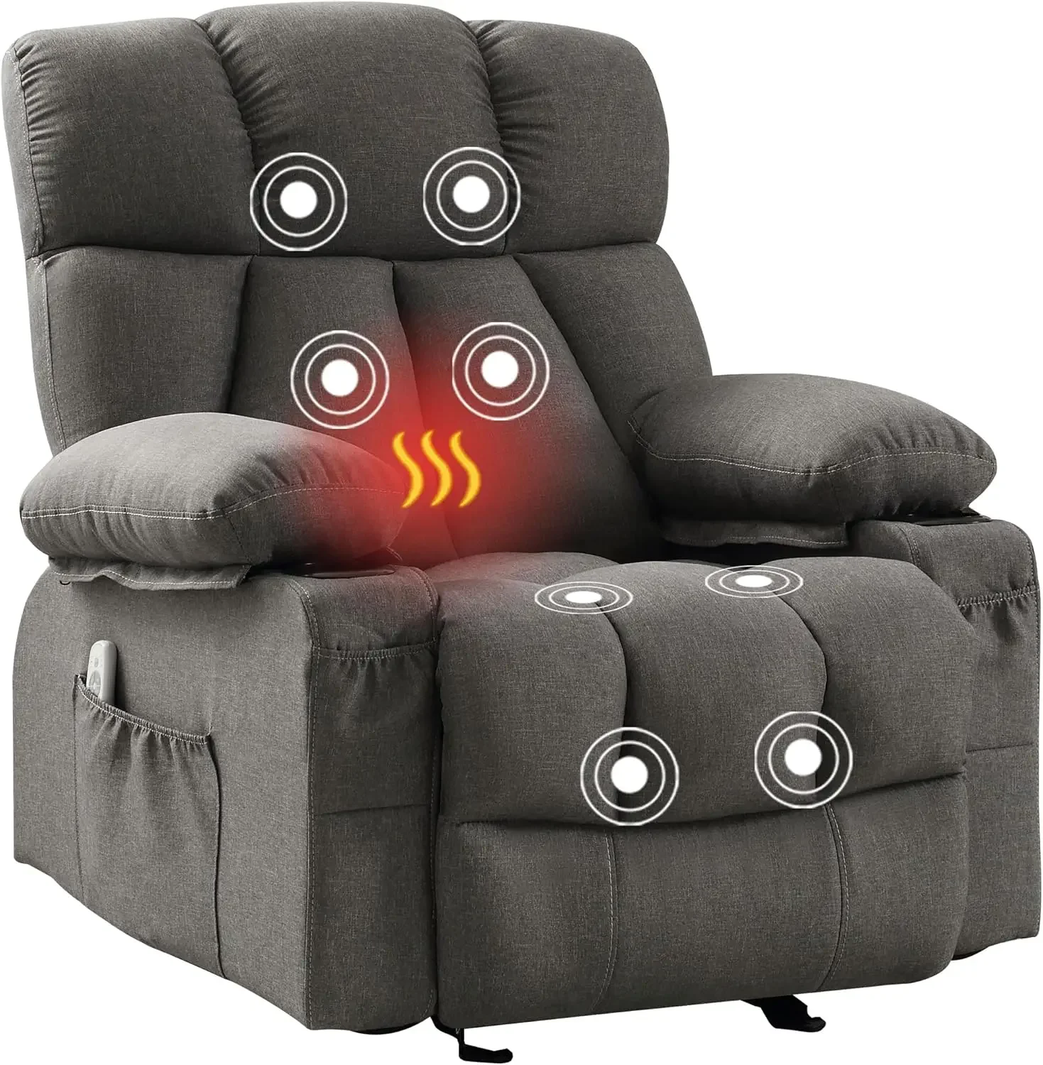 Massage Rocker Recliner Chair with Heat and Vibration Ergonomic Rocking Lounge Chair for Living Room Comfy