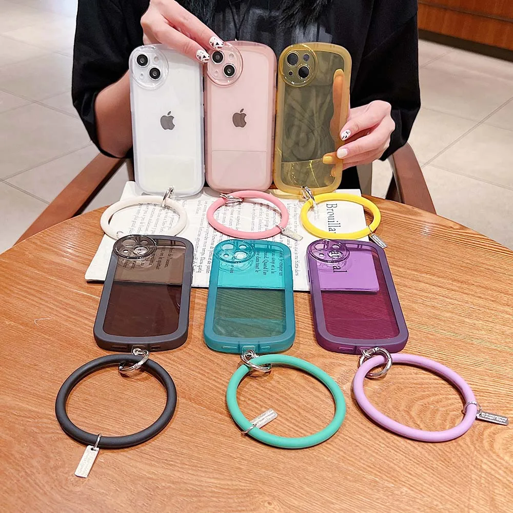 Big Eye Fat Hand Ring Case For iPhone 15 14 13 12 11 Pro Mini Max XS XR 7 8 Plus Camera Protection Soft TPU Clear Cover Skin