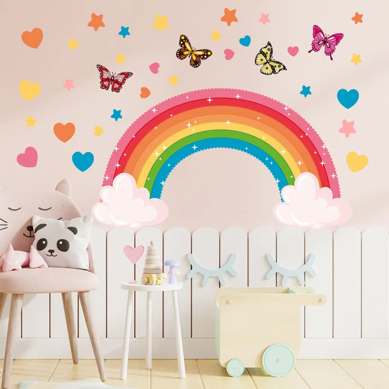 cartoon rainbow elephant tiger wall stickers for kid's bedroom stickers decor removable PVC decals room wall mural 392