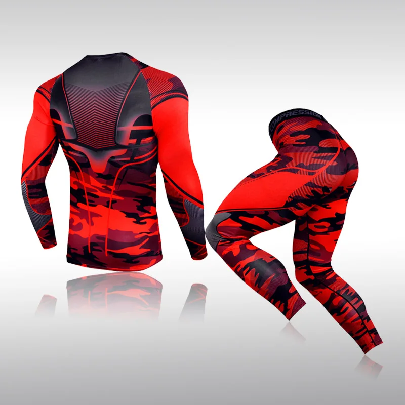 Man Compression Sports Suit Quick drying Perspiration Fitness Training MMA Kit rashguard Male Sportswear Jogging Running Clothes