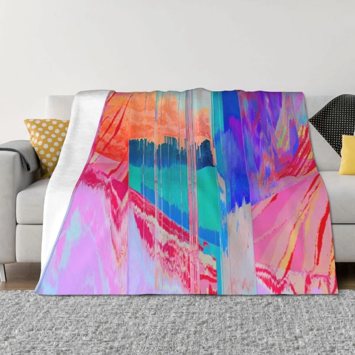 

Color Mosh - Glitch Art Print Throw Blanket for sofa Thin Large Blankets