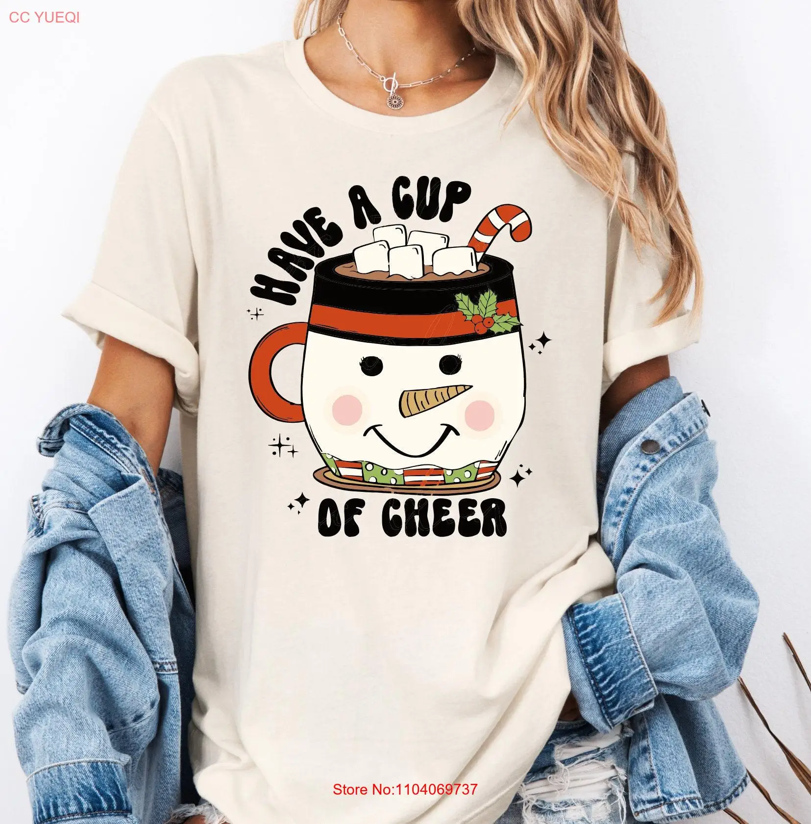 Have A Cup Of Cheer T Shirt Christmas Party Retro Coffee Mugs Cute s AKR392 long or short sleeves