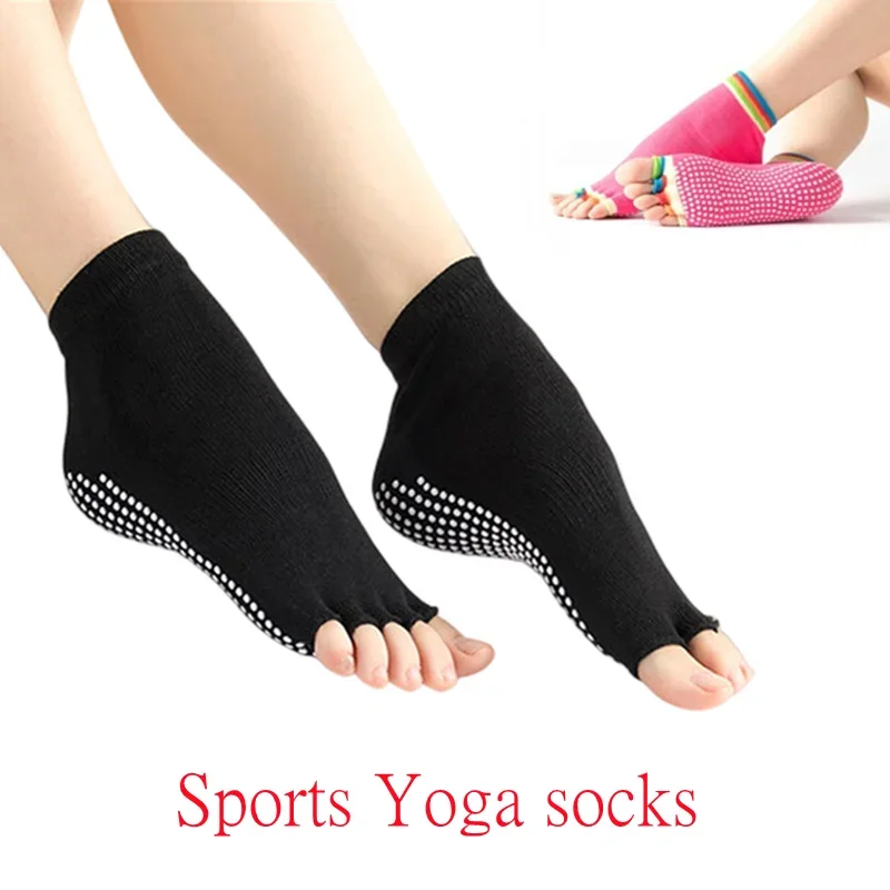 Women Fitness Yoga Socks Half Toe Ballet Dance Gym Sports Pilates Socks Non-slip Grip Comfortable Breathable Woman Sports Socks