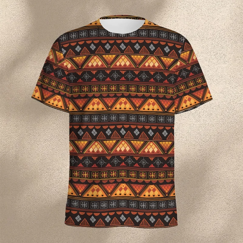 

Retro African Tribal Graphic T-shirt Men Summer Round Neck Short Sleeves 3D Printed Africa Ethnic Tees Casual Oversized T Shirts