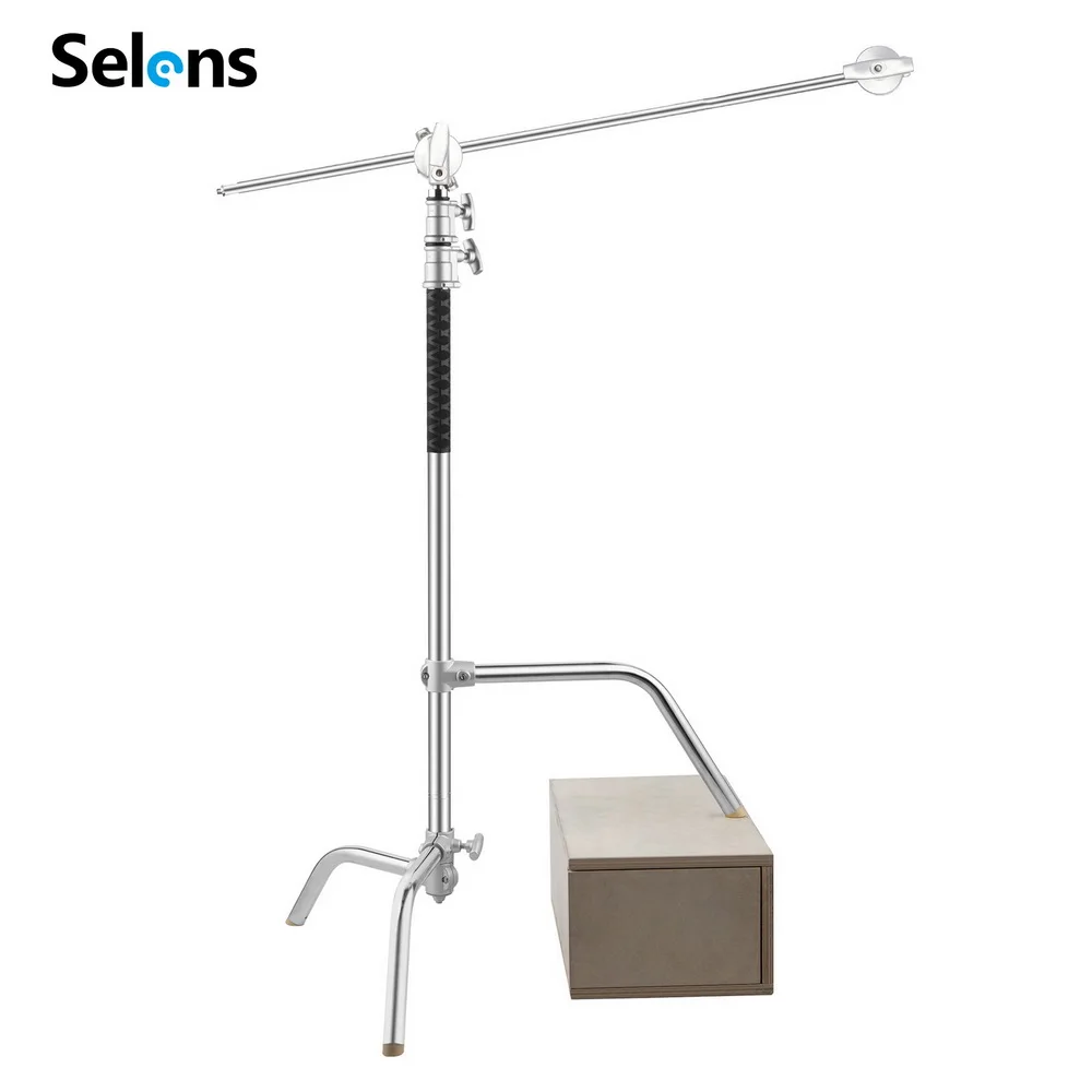 

Selens 2.95M Liftable C-Stand Light Stand Backdrop Tripod Load capacity 30KG with Boom Arm Handle Heads For Photography Studio