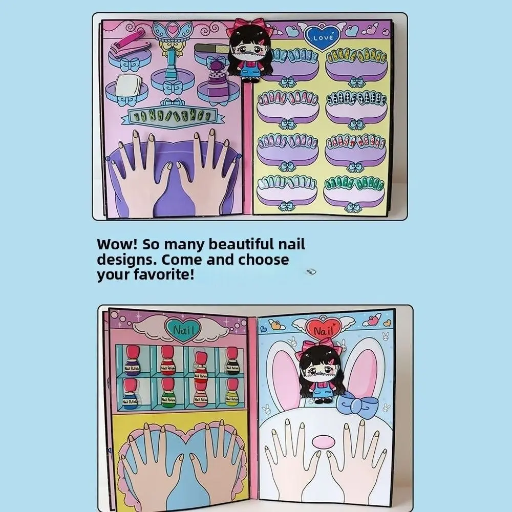Tienda de uñas 3D de desarrollo, libro silencioso, vestido creativo casero DIY, maquillaje interactivo Montessori, libro silencioso, juego para niños