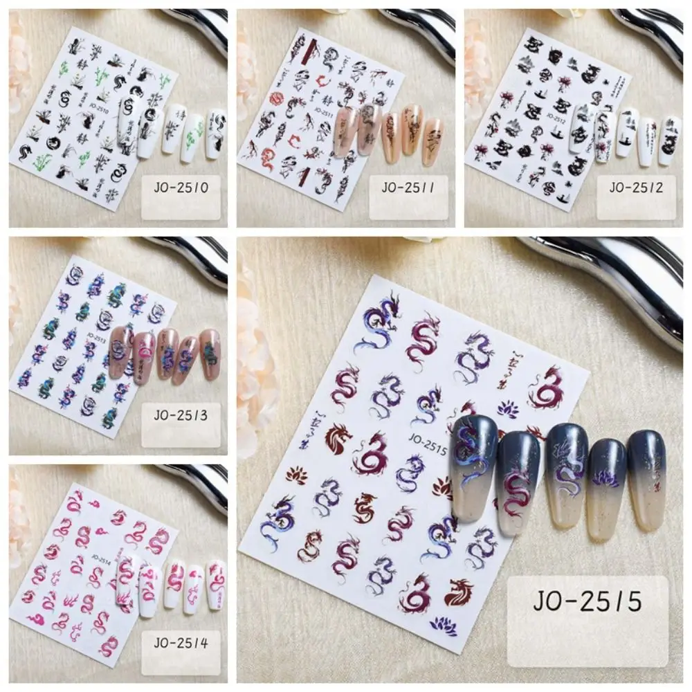 Bamboo Pattern Dragon Nail Stickers calligrafia Nail Art forniture Dragon Nail decalcomanie fai da te Nail Charms accessori per unghie