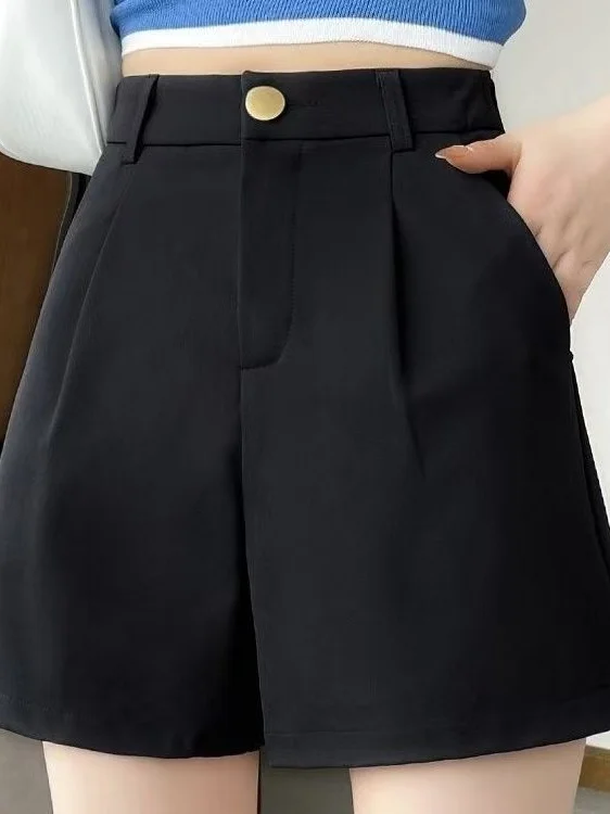 

plus Size Suit Shorts Women Summer Thin New Elastic Waist Slimming Wide Leg A-Line Five-Quarter Pants Commute Style High Waist