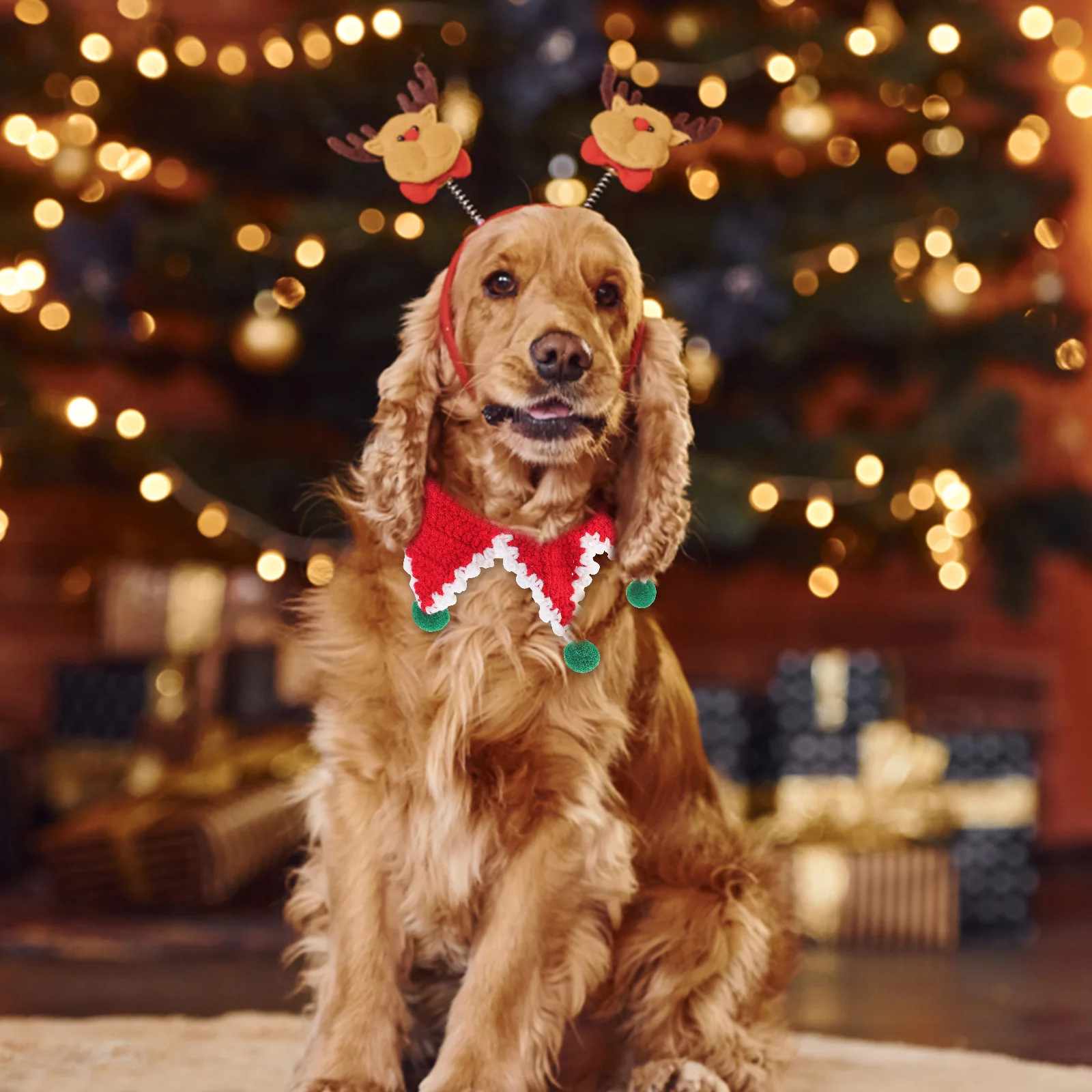 

1Pcs Christmas Pet Collar Woolen Thread Free Size for Dogs Cats 5-18Kg Xmas Neck Decoration Dog Bib Pet Scarf Christmas Party