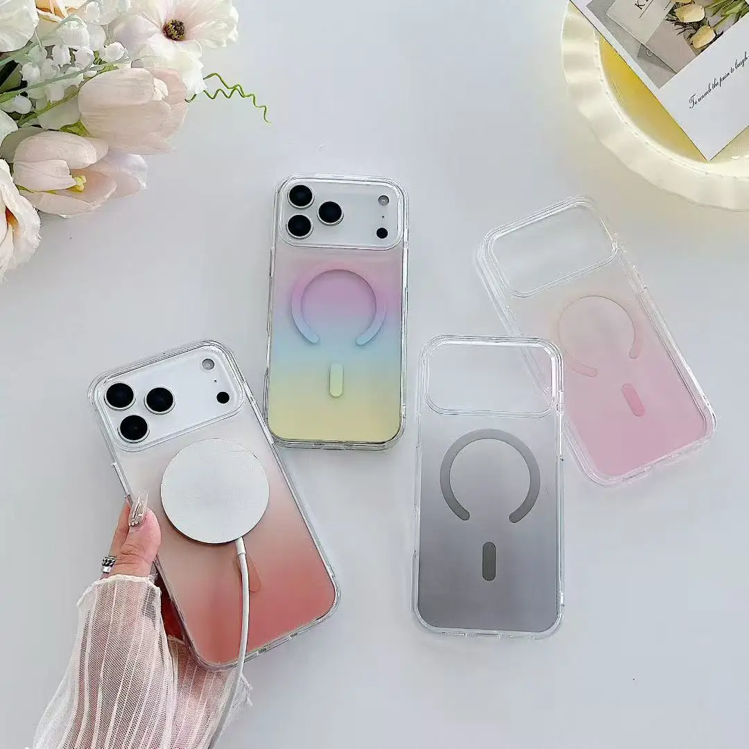 

Gradient Glitter For Magsafe Magnetic Protective Phone Case For iPhone 17 Air 16 15 14 Plus 13 12 Pro Max Shockproof Back Cover