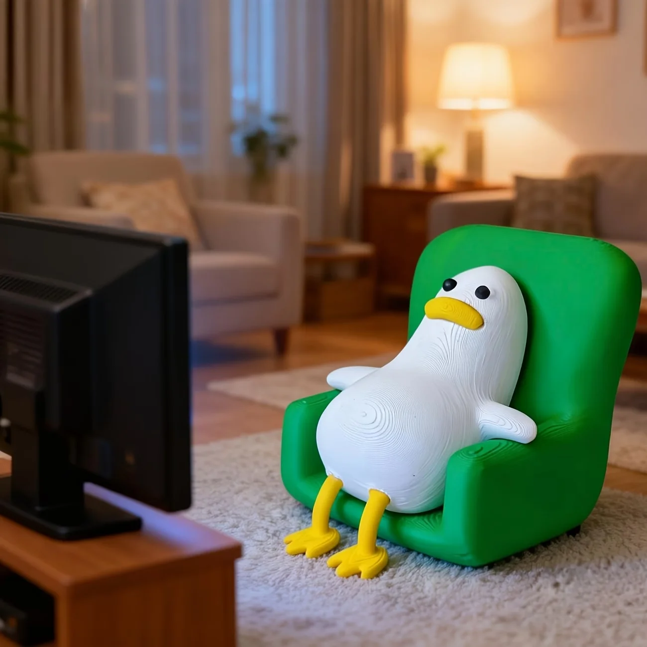 A lying duck with a funny and cute expression, a small office desk decoration, creative animal shape. view 4
