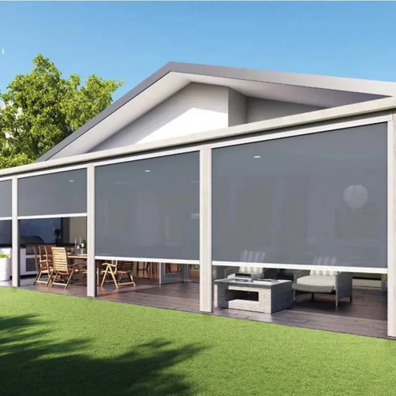 [سعر المصنع] ستائر دوارة بمحرك كبيرة الحجم بعرض 12 متر مخصصة لظلال ستائر مسار بسحاب خارجي