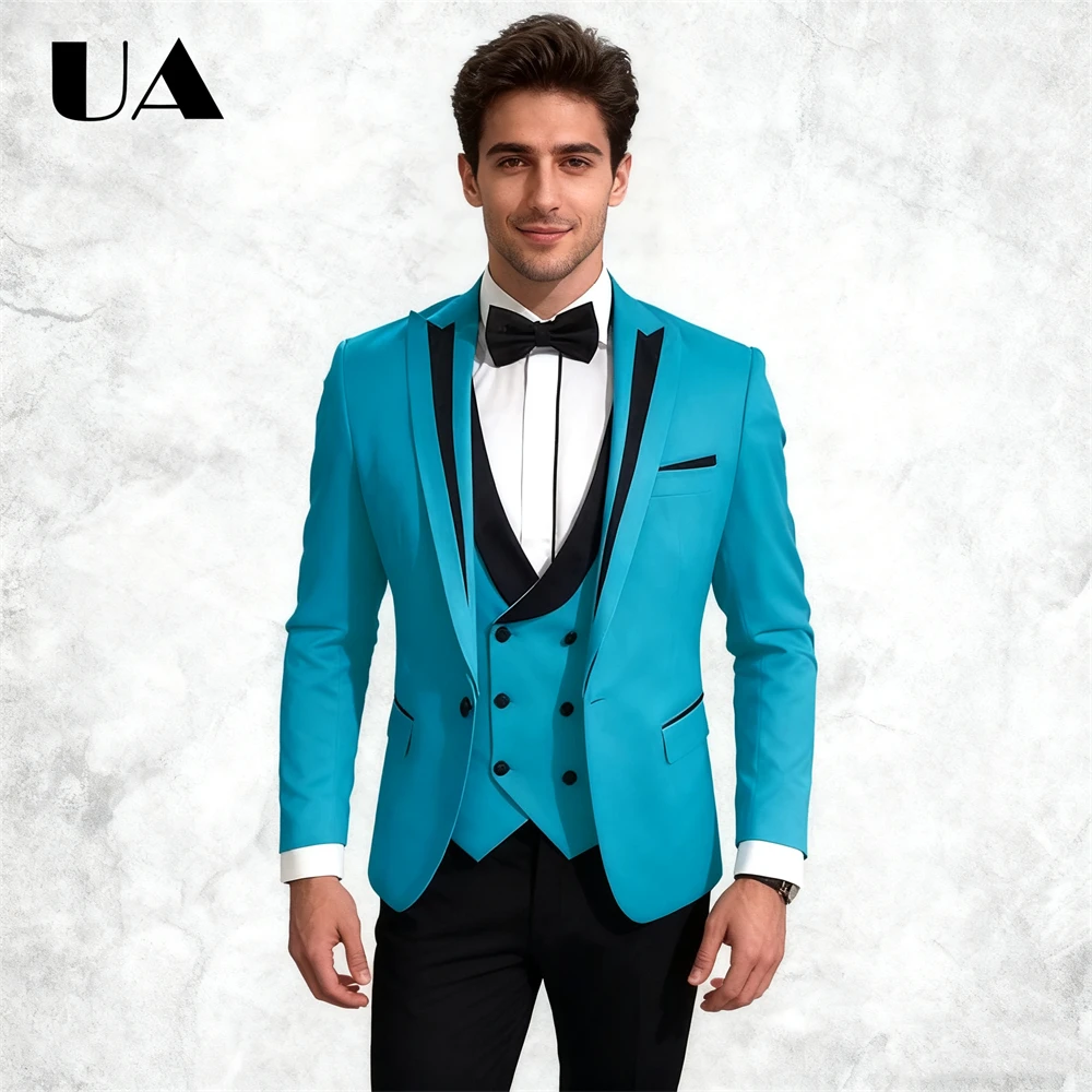 メンズフォーマルスーツ3点セット（ジャケット、ベスト、パンツ）ダブルブレスト、カスタムカラー、オーダーメイドサイズ、タキシード