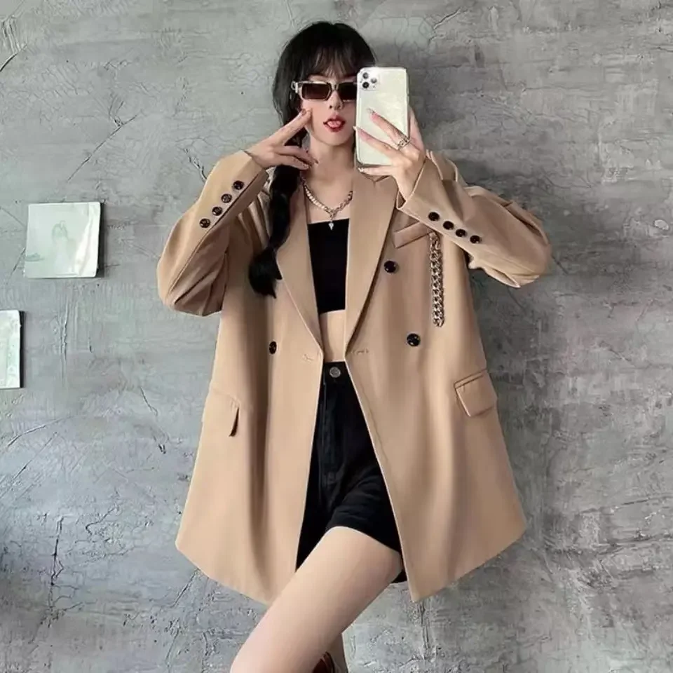 Black Loose Female Coats and Jackets Solid Outerwear 2024 New Collection DealsSale Women\'s Blazers Arrivals Cheap Clothing Hot