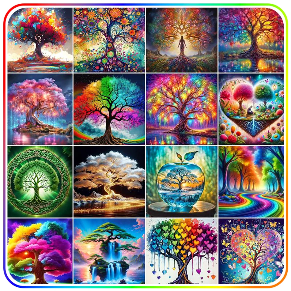 SDOYUNO 5D Diamond Painting Set Tree Landscape Full Diamond Embroidery 5D Diamond Pictures Color Fantasy Perfect Gift Home Decor