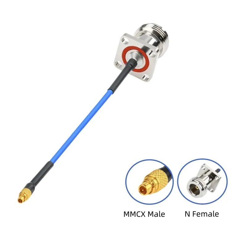 N type 4 hole square waterproof flange female to MMCX/MCX male high-frequency semi-flexible RG405/086 cable