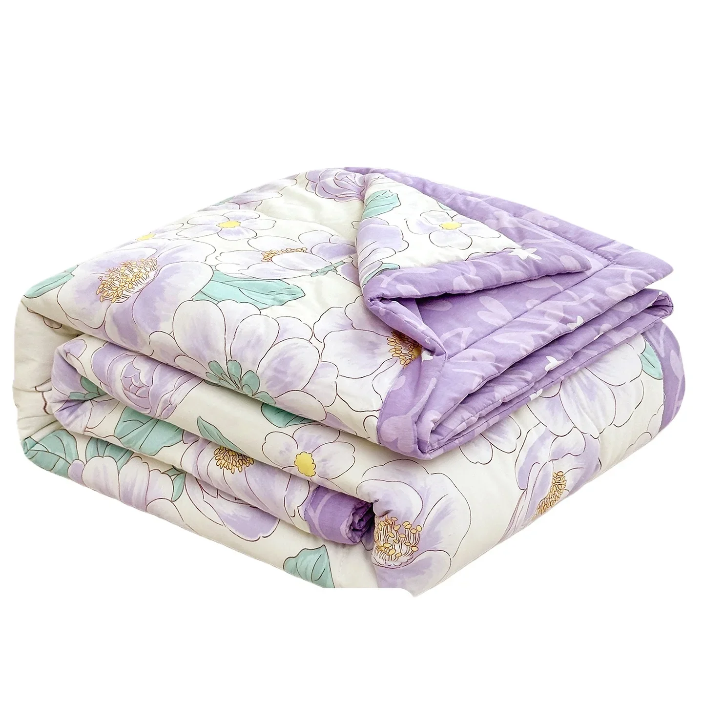 Cotton Summer Quilt Korean Style Printed Breathable Blanket for Bed Single Double Lightweight Thin Comforter
