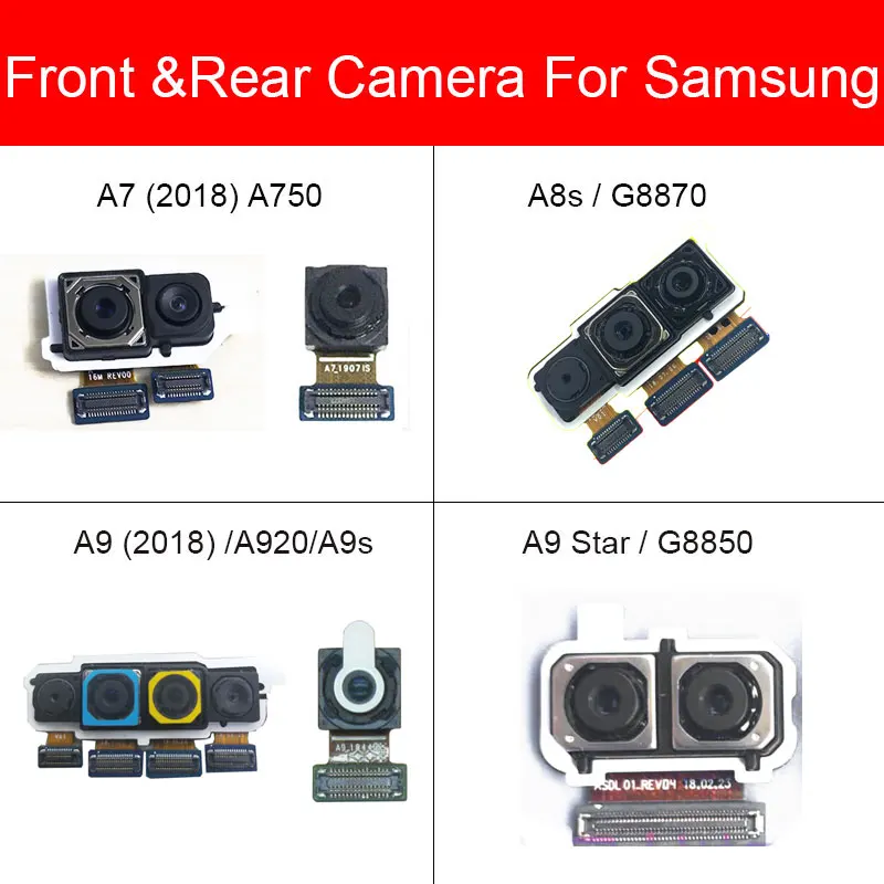 Front & Rear Main Camera For Samsung Galaxy A7 A8s A9 A9s Star 2018 A750 A920 G8850 Back Big Samll Camera Flex Cable Replacement