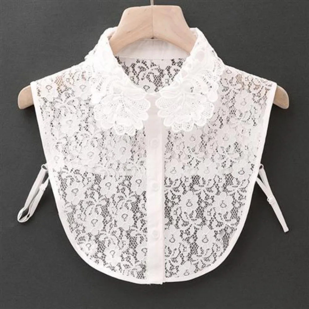 

Модный белый кружевной воротник-накладка, черная винтажная шаль, съемный фальшивый воротник-бабочка, имитация двухслойной блузки, декор для плеч, для девочек