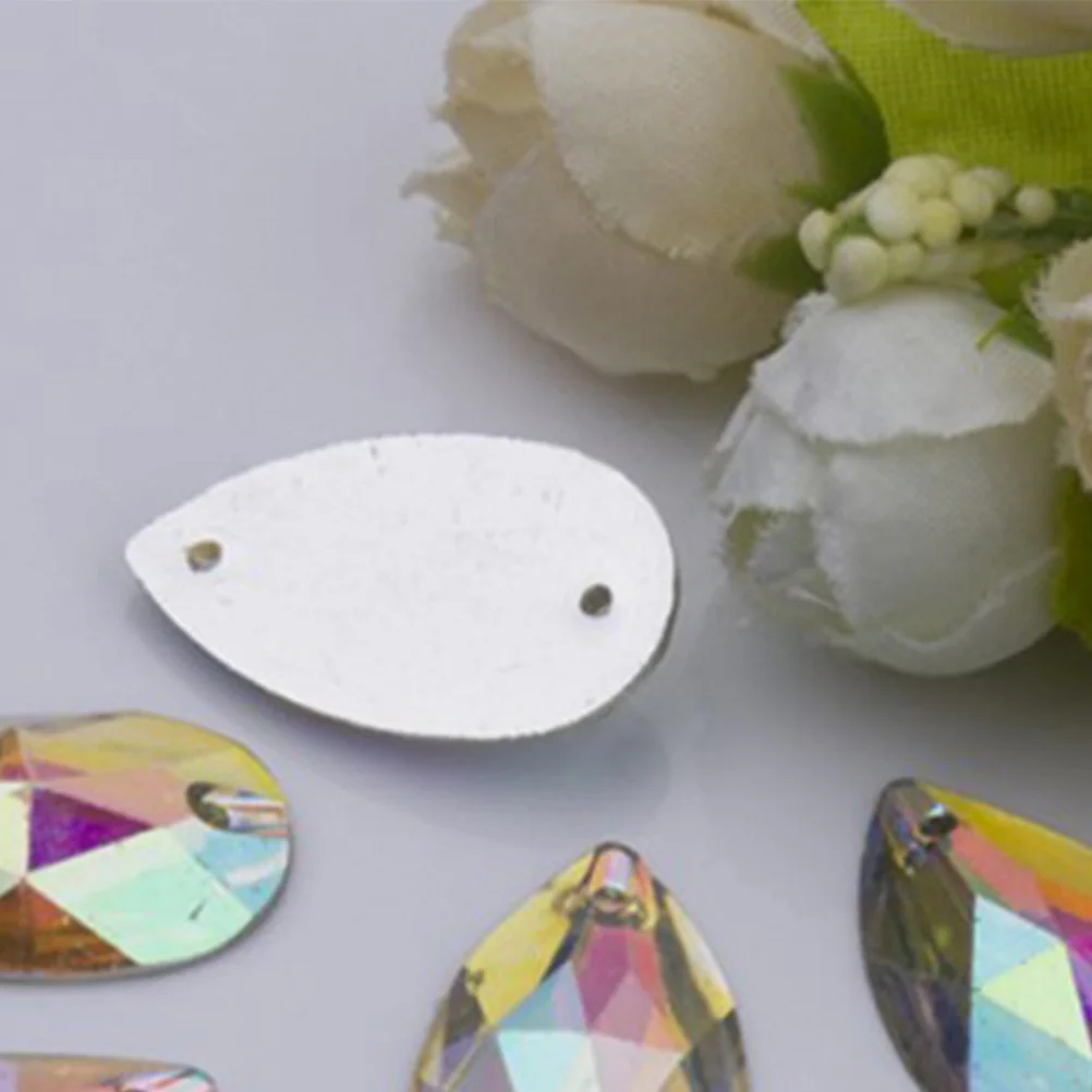 

100Pcs Teardrop Shape Resin Rhinestone 10.5x18mm Glitter Crystals for Crafts Shoes Bags Cards Costumes DIY Decoration