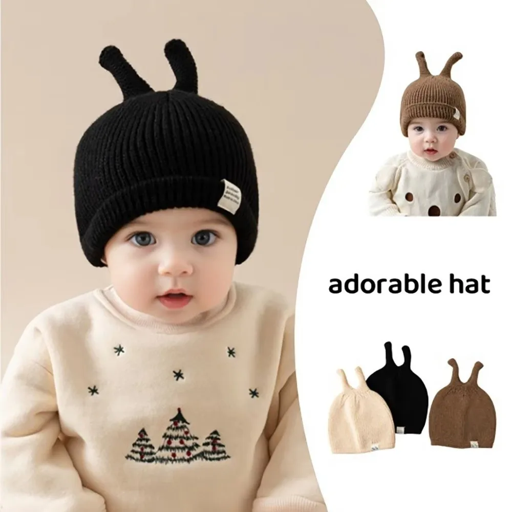 Nuovo caldo cappello lavorato a maglia antivento carino cappello di protezione per le orecchie berretto pullover resistente al freddo per 0-1 anni