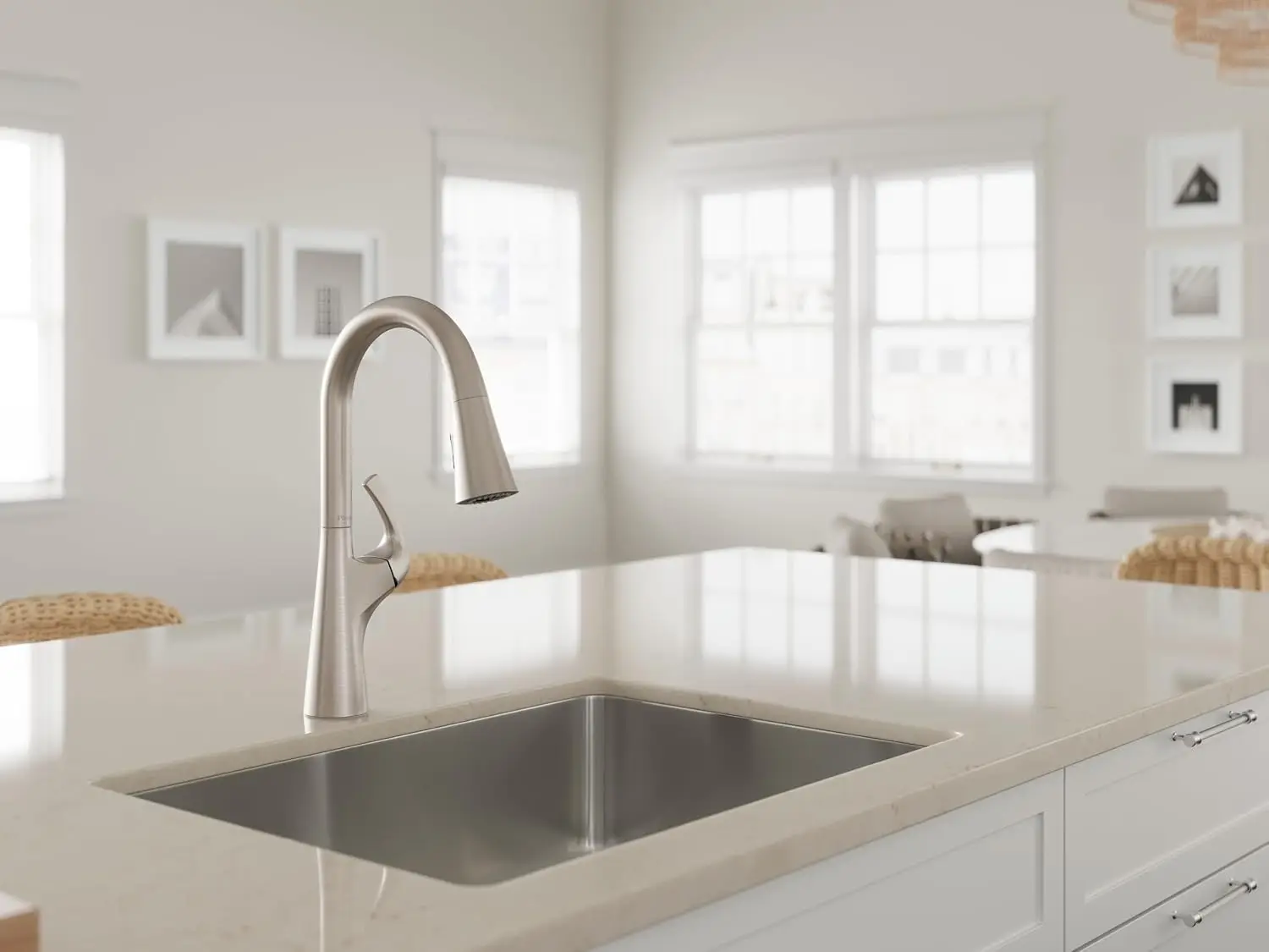 Kitchen Sink Faucet with Pull-Down Sprayer, Single-Handle High-Arc Spout, Spot-Resistant Stainless Steel, NSF Certified, 1- or 3-Hole Installation