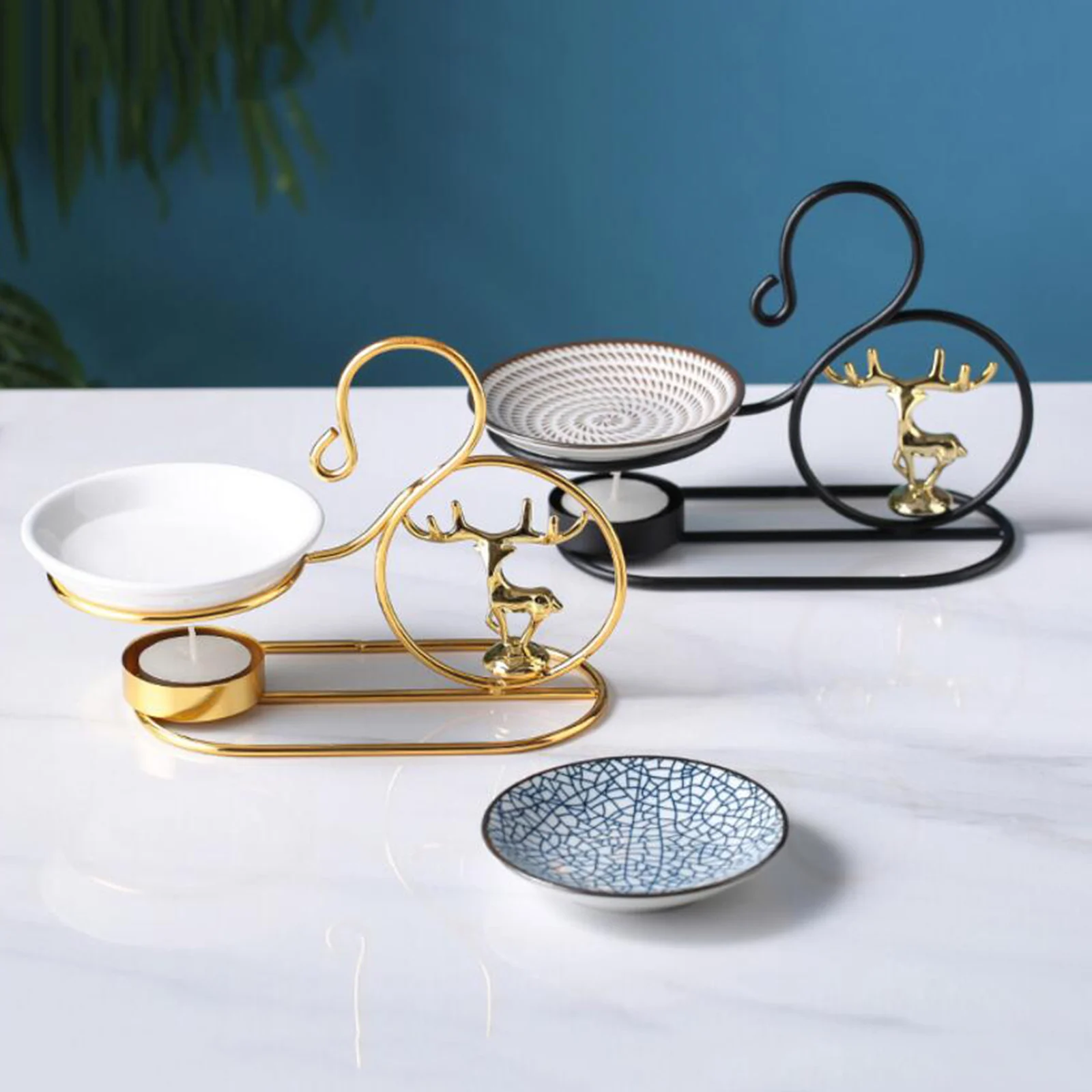 Modern Aromatic Oil Burner Deer Ceramic Essential Oil Candle Holder Wax Melt Burner Warmer Melter Fragrance for Home Office