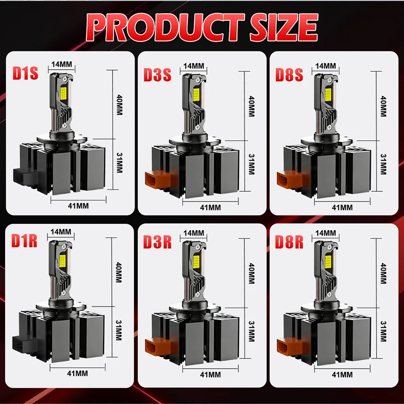 Bullvision D1S D3S LED Headlights 6500000Lm D3R D1R D8S Auto Bulbs Canbus Two-sided 110W D1R D2R D3R D4R Car Lamp 1:1 Xenon HID view 6