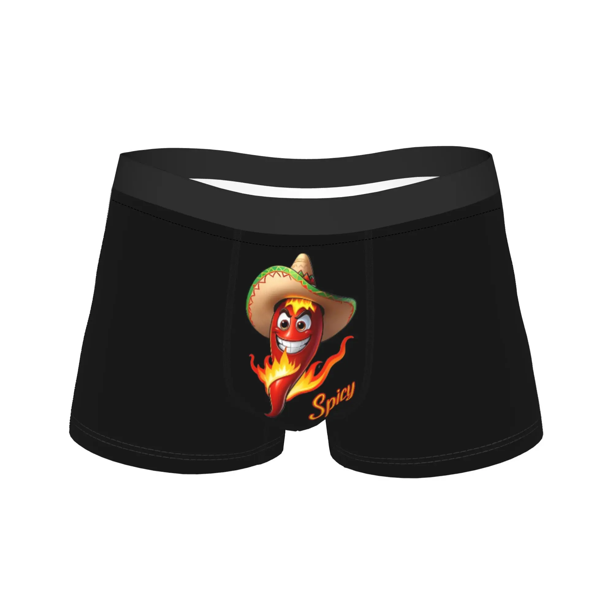 Hot And Spicy Mexican Chili Pepper Men Printed Polyester Fiber Boxer Underwear Showcasing Unique Charm