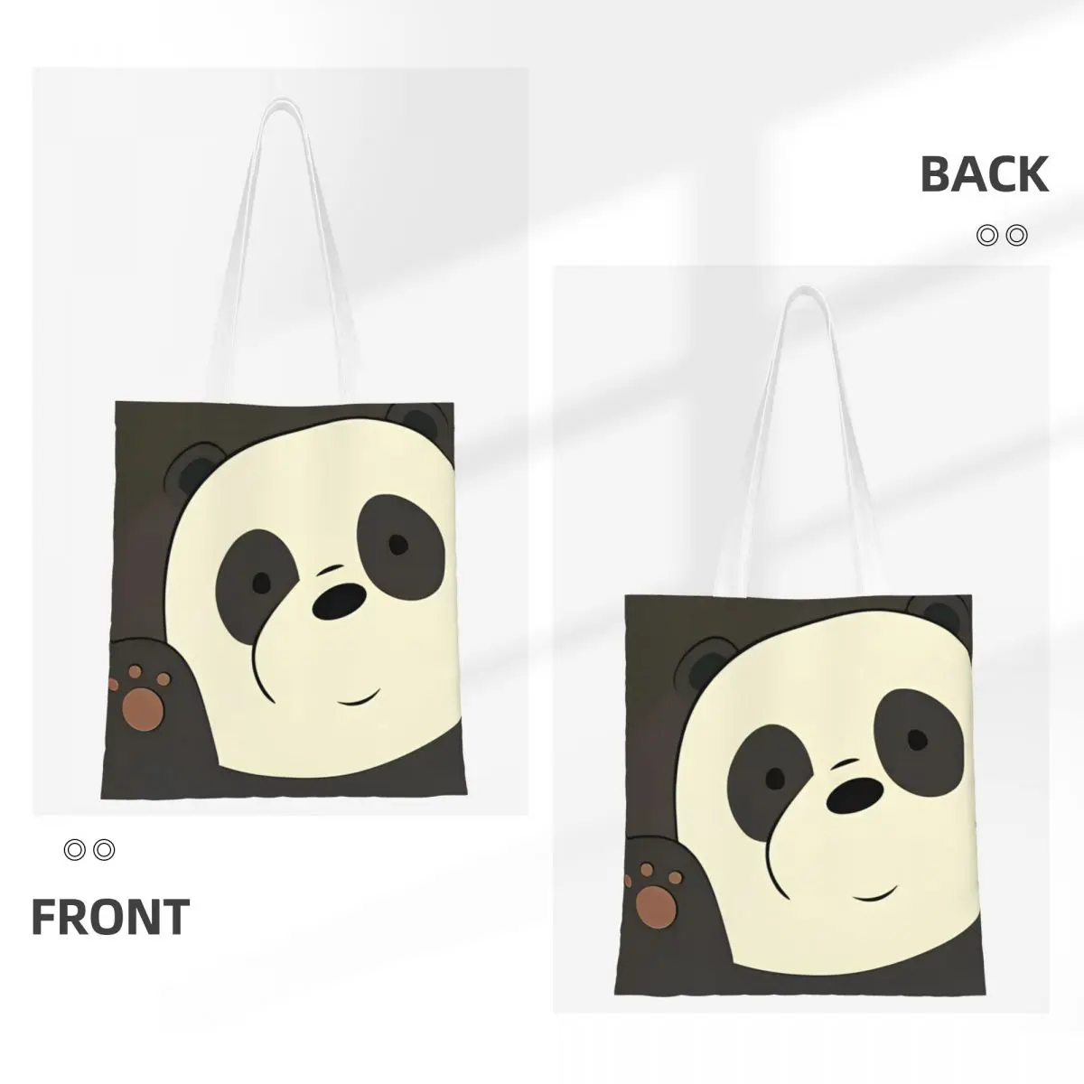 We Bare Bears Panda Canvas Tote Handbag Funny Panda Animal Grocery Torby na zakupy wielokrotnego użytku dla Unisex