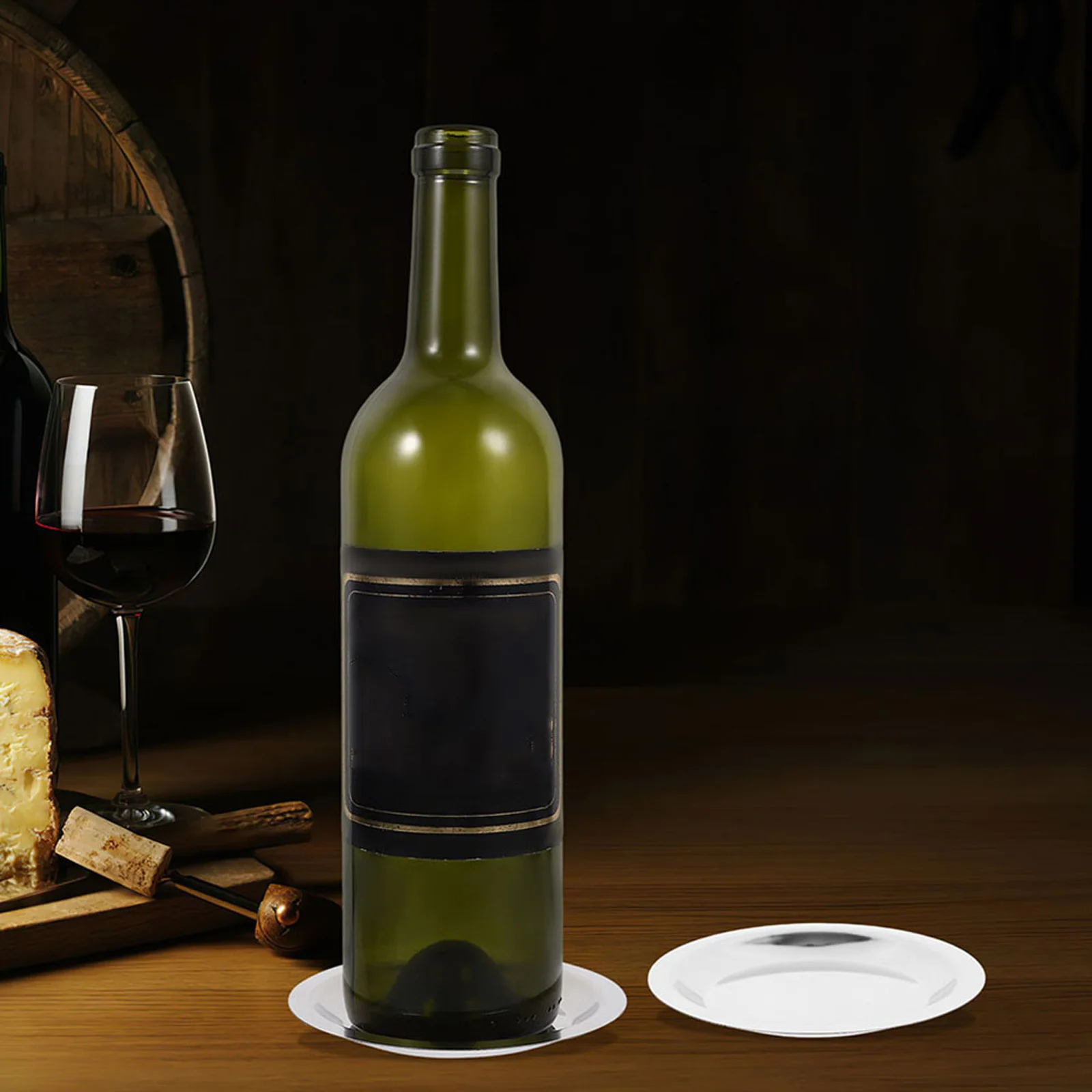 

5Pcs Metal Wine Bottle Coaster Stainless Steel Heat Resistant Non Slip Wine Pad Table Protector for Home Coffee Shop