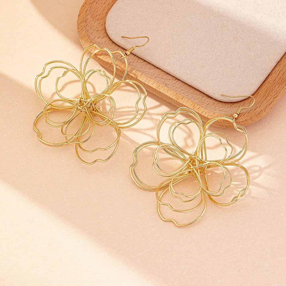 Drop Earrings For Women Simple Style Metal Hollow Ear Accessories Personality Design Travel Holiday Gift Fashion Jewelry DE122