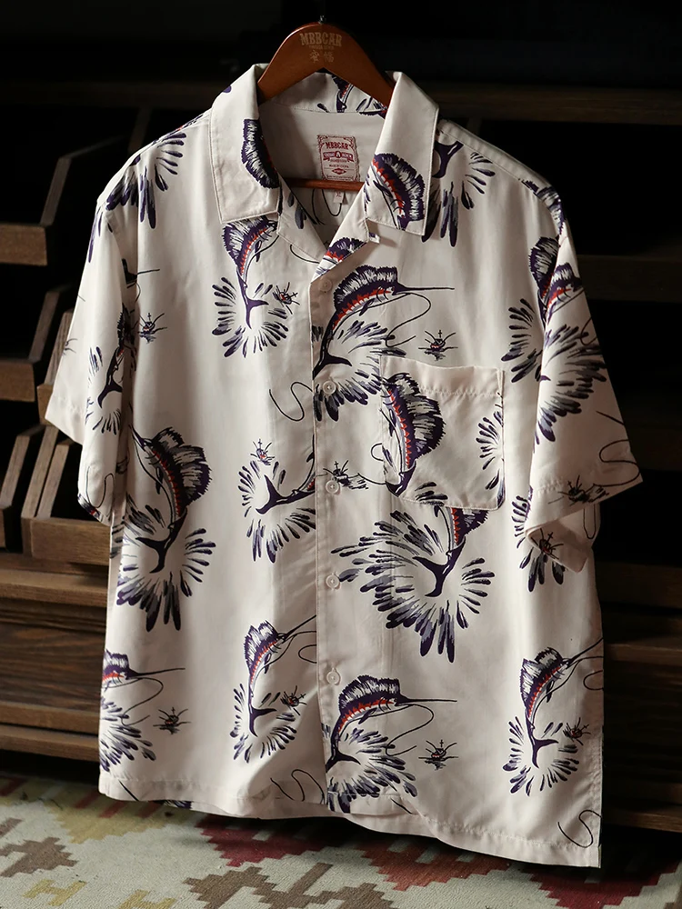 

MBBCAR Lu Wide Beach Tuna Holiday Outdoor Loose Summer Hawaii ort Sve irt Lyocell Material Breathable Youth Faion
