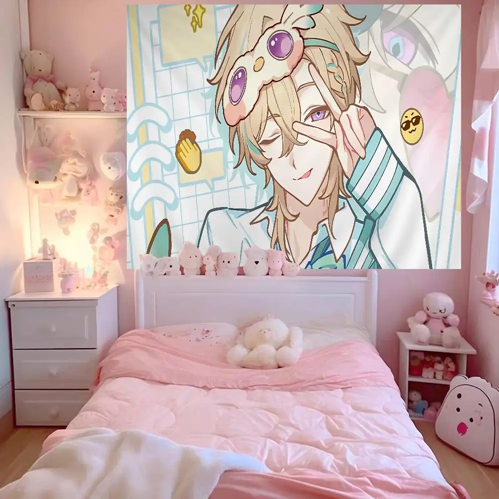 Game Honkai Star Rail Aventurine Hanging Bohemian Tapestry Bohemian Wall Tapestries Mandala Kawaii Room Decor