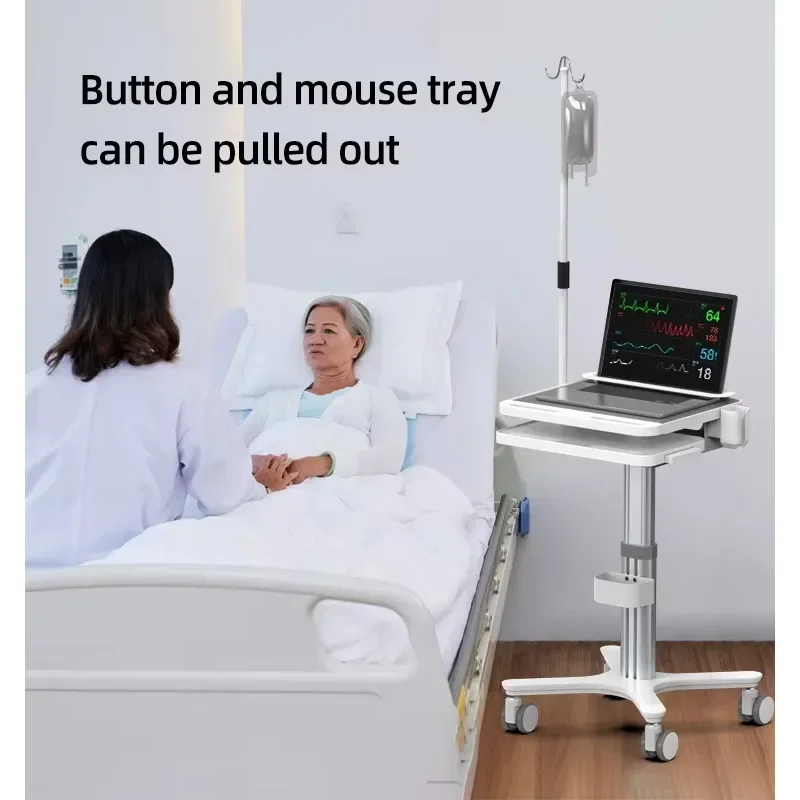 Height Adjustable Mobile Computer Cart - Stand Cart for-Laboratory Home Office School Use