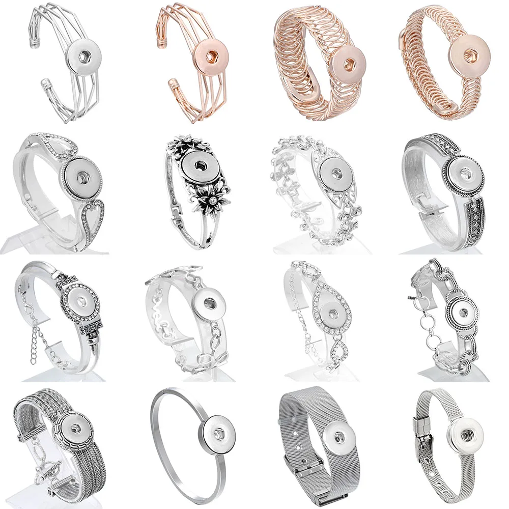 Großhandel Metall 18mm Druckknopf Armband Armreifen Fit 20mm 18MM Druckknöpfe Schmuck für Frauen