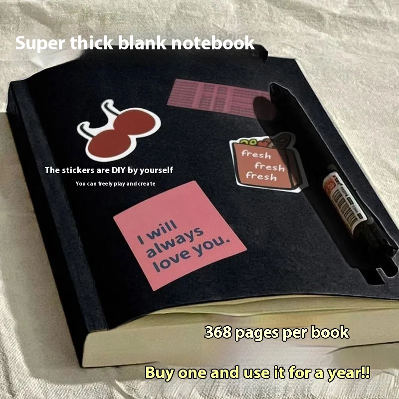 دفتر ملاحظات Ins فارغ، مستوى مظهر عالي، دفتر ملاحظات سميك للغاية للطلاب، مفكرة، مذكرات نسخ ناعمة ذات سعة كبيرة، دراسة