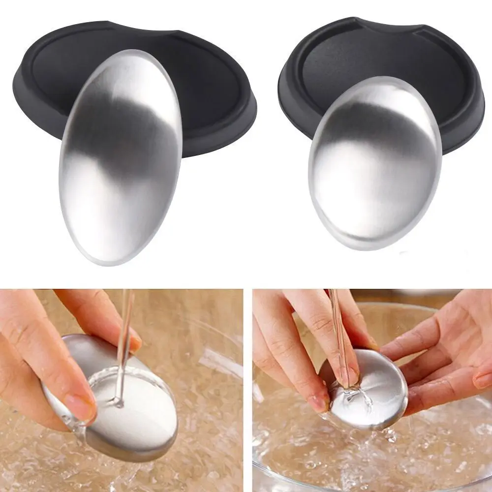 1PC 304 Stainless Steel Deodorant Soap Oval Hand Washer Deodorizing Metal Soaps Bactericidal Cleaning Products Kitchen Tools