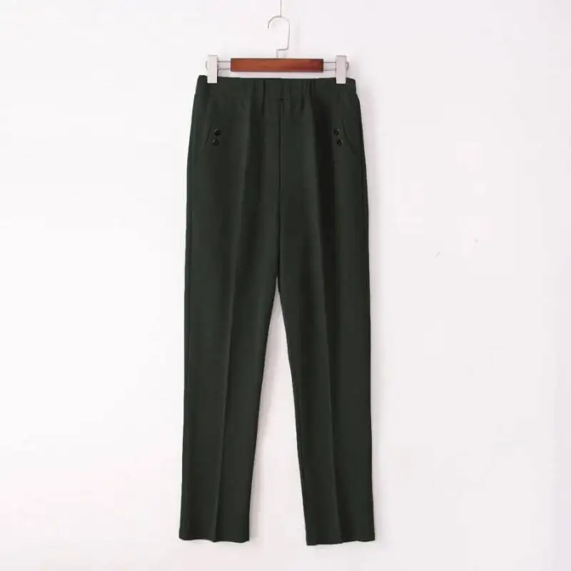 

2025 Summer Straight Leg Trousers Middle Aged Women Casual High Waist Pant Korean Fashion Mother Pants