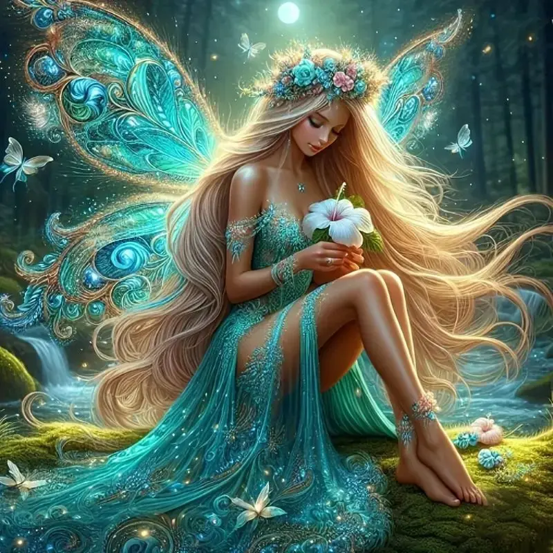 

CHENISTORY 5D Diamond Painting Elf Girl Diamond Mosaic Embroidery Portrait Handicraft Embroidery Pictures Home Decoration