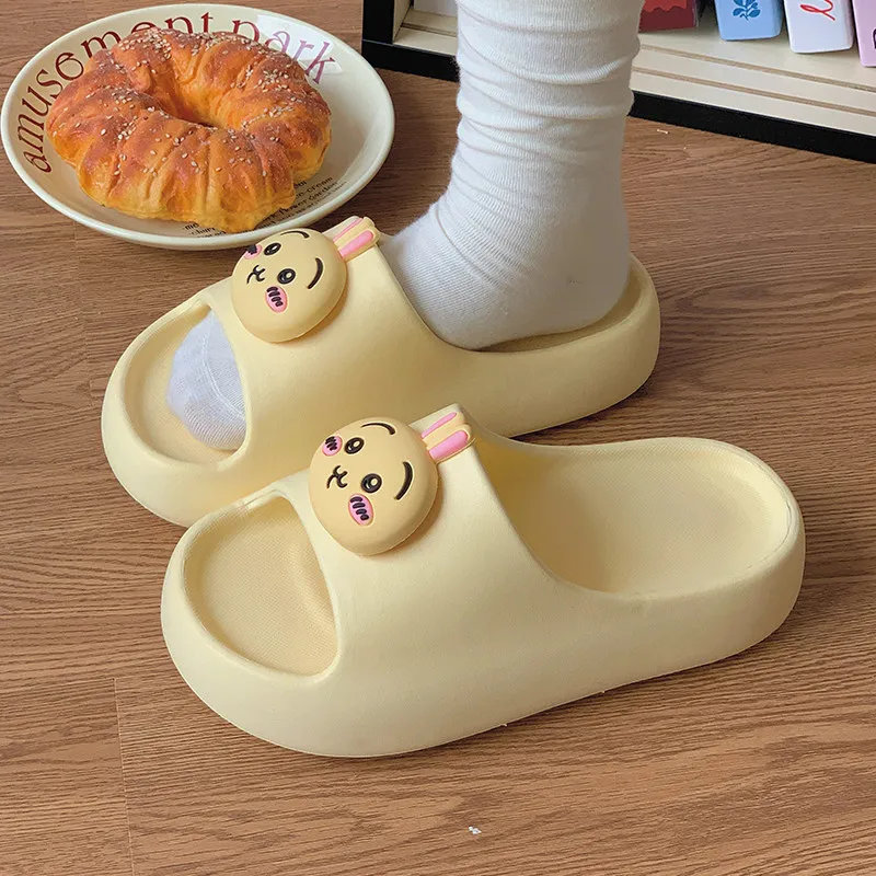 Japanese Usagi Women Summer Cool Slippers Chiikawa Soft Thick Sole Eva Anti-Skid Indoor Slippers Kawaii Cute Girl Beach Shoes
