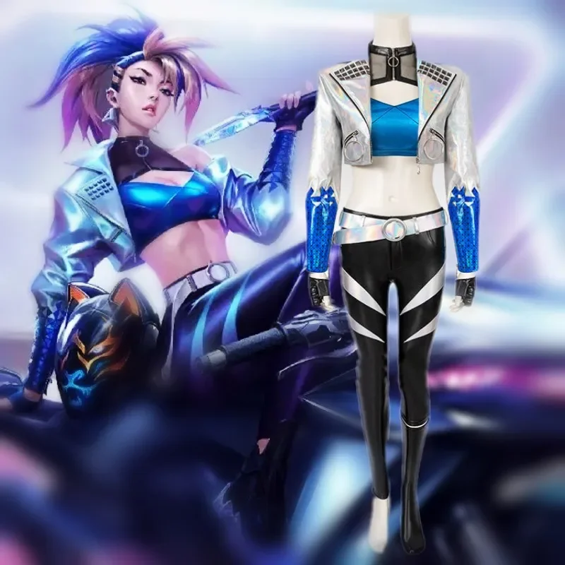 

Game LOL KDA Akali Cosplay Costume Full Skin Women Sexy KDA All Out Costume