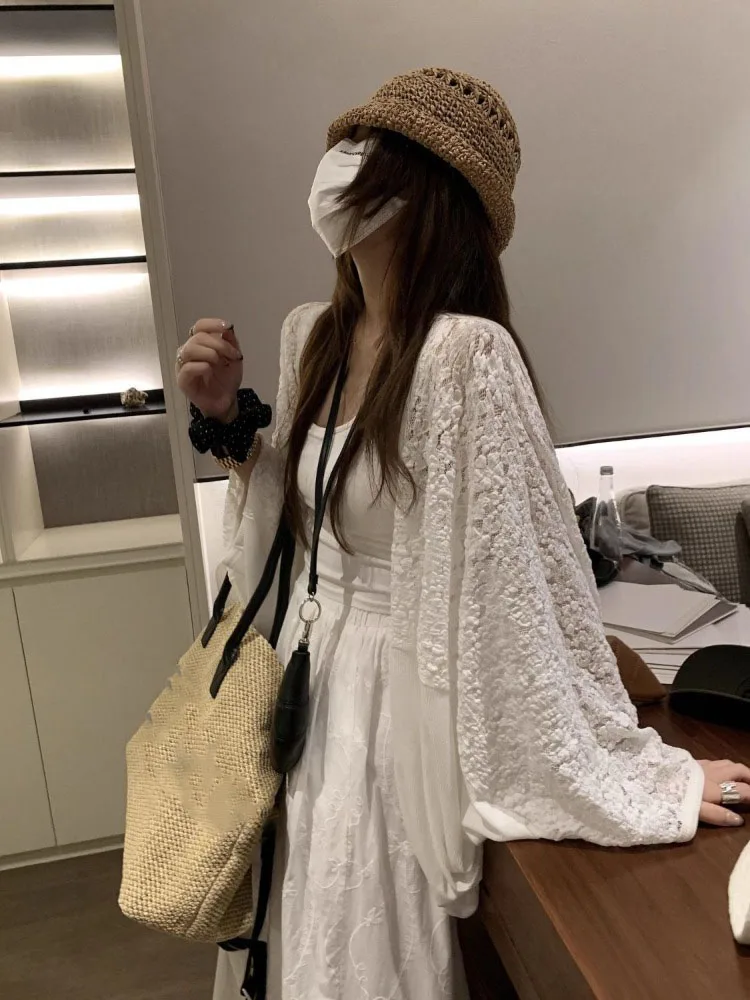 

Повседневные японские винтажные кружевные лоскутные куртки с крючком и цветочной шалью, тонкие свободные рубашки, пальто, женские универсальные топы Y2k, кардиган