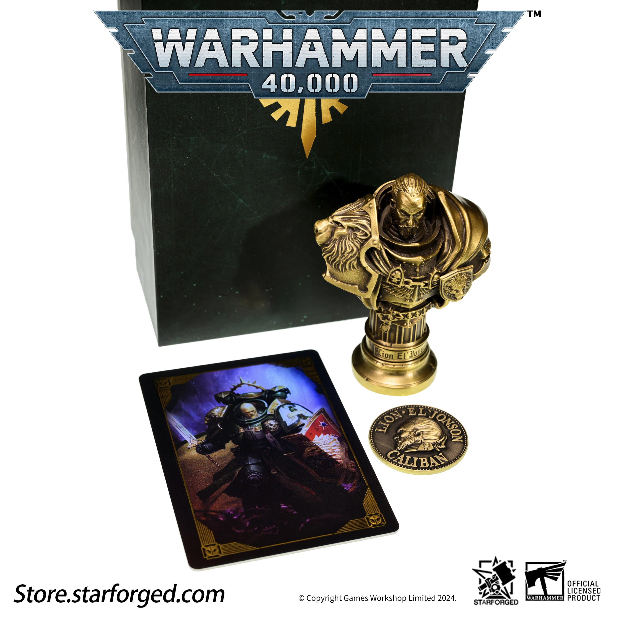 Starforged Warhammer 40K Dark Angel Lion El'jonson Bronze Bust Seal Wax & Coin Set Other Christmas Gift