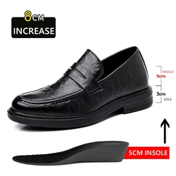 Classic Men Elevator Loafers Driving Shoes Moccasin Male Soft Comfortable Invisible Heightening Leather Shoes Wedding Business