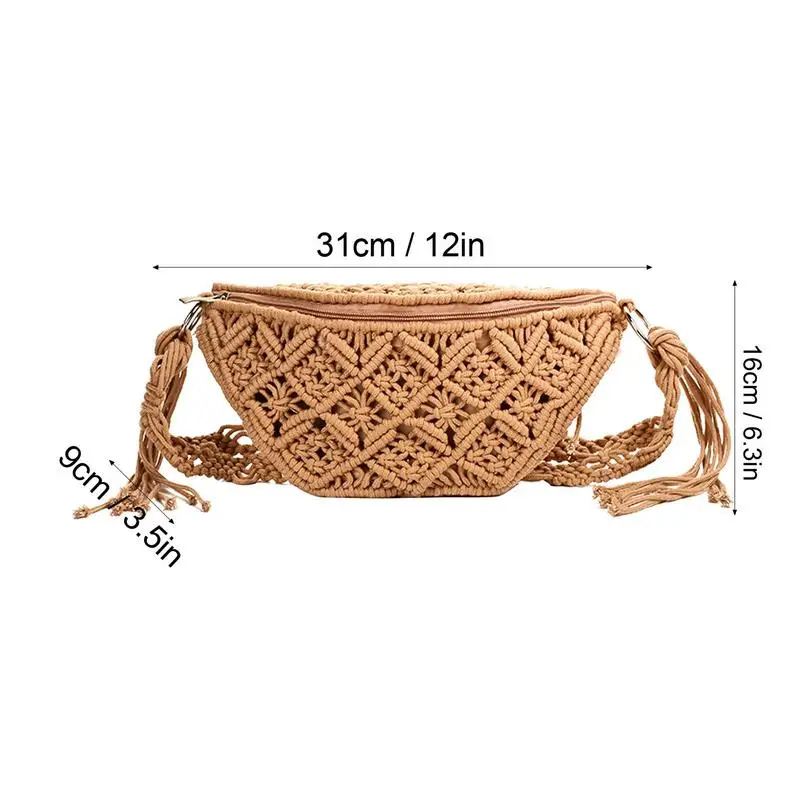 Bobo Crossbody torby artystyczne torebki typu Tote Crossbody miękki, ręcznie tkany bawełniany portfel na monety szydełkowe frędzle artystyczna