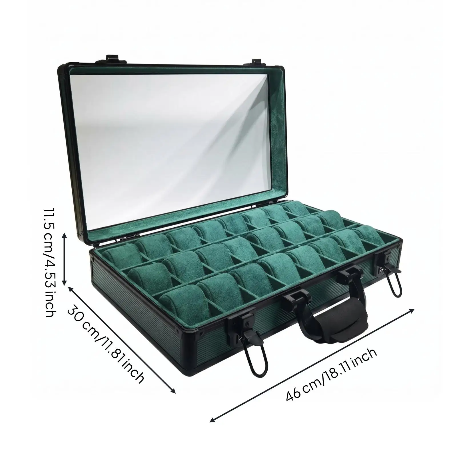 Watch Display Case 24-Slot Watch Case Padded Cushions Storage