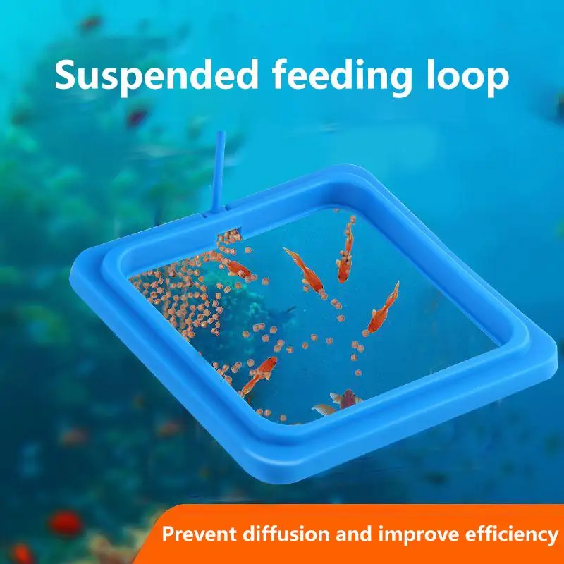 Fish Tank Floating Food Tray, 1/5Pcs Blue Aquarium Feeding Rings Preventing Food Dispersion, Suction Cup Included